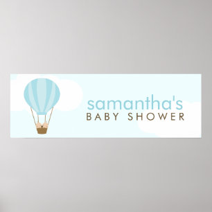 Póster Bebês gêmeos num balão de ar quente verde