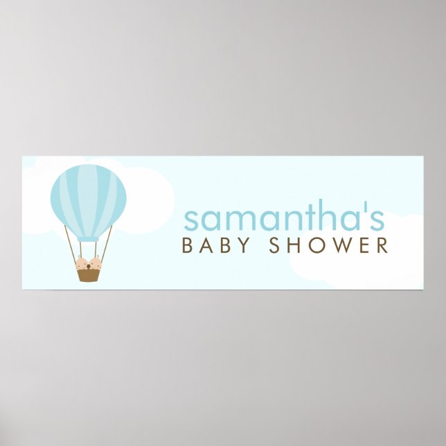 Póster Bebês gêmeos num balão de ar quente verde (Frente)