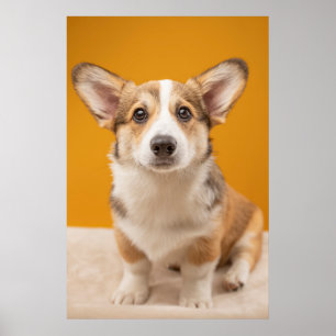 Poster Bebês Mais Pobres Retrato de Corgi em laranja