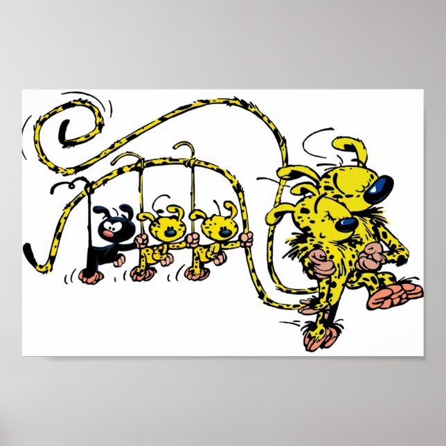 Poster Bebês marsupilami pendurados na cauda (Frente)