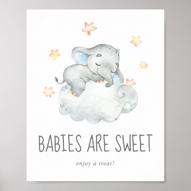 Poster Bebês pequenos elefantes adormecidos são doces (Frente)
