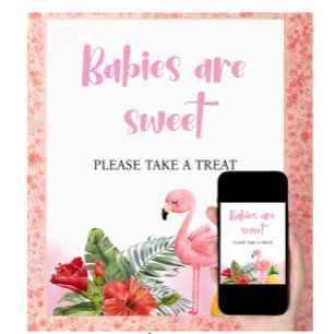 Poster Bebês Rosa Flamingo Tropicais são Sinal Doce