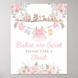 Poster Bebês Rosa Roupas Bebês Bebês são Mesa doce Sinal