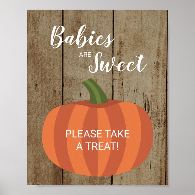 Poster Bebês Rústicos São Doces Chás de Bebê de Abóbora d (Frente)
