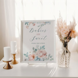 Poster Bebês são Chá de fraldas Azul Doente