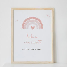 Poster Bebês são doce Boho Rainbow - Sinal de Favor Rosa