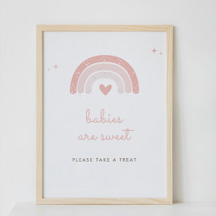 Poster Bebês são doce Boho Rainbow - Sinal de Favor Rosa