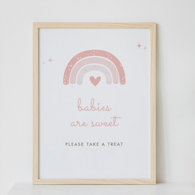 Poster Bebês são doce Boho Rainbow - Sinal de Favor Rosa (Criador carregado)