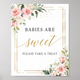 Poster Bebês são doce sinal boêmico borboleta rosa