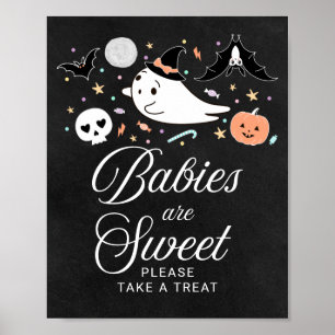 Poster Bebês são Doce Sinal de Chá de Bebê de Halloween