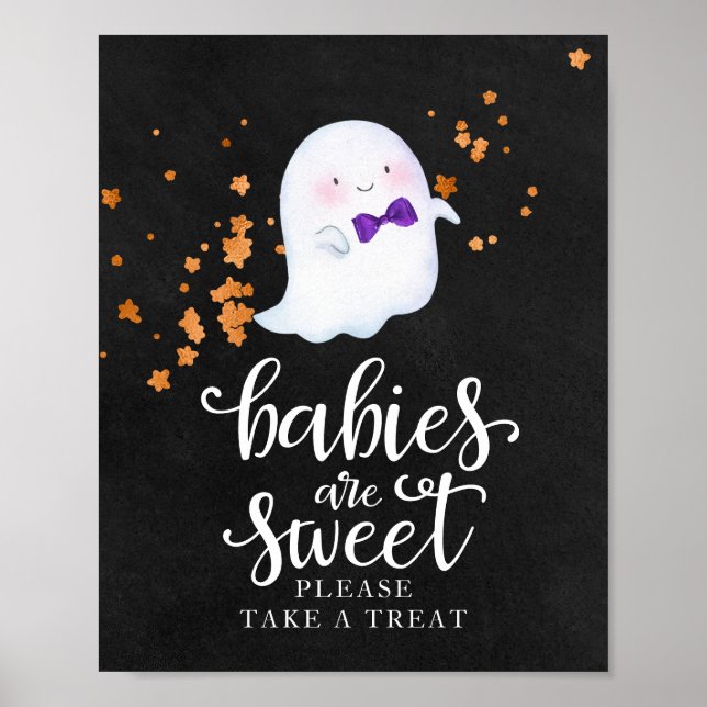 Poster Bebês são Doce Sinal de Chá de Bebê de Halloween (Frente)