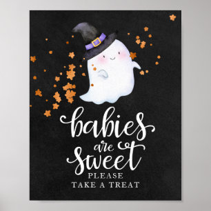 Poster Bebês são Doce Sinal de Chá de Bebê de Halloween
