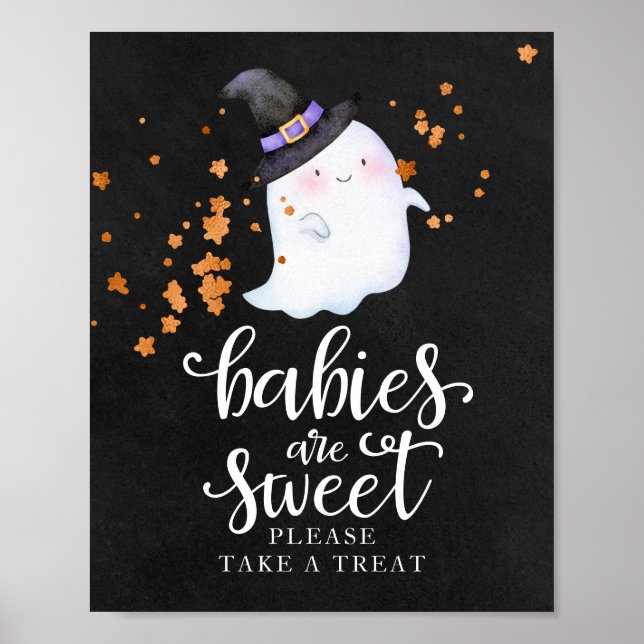 Poster Bebês são Doce Sinal de Chá de Bebê de Halloween (Frente)