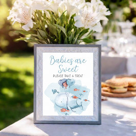 Poster Bebês são doces e tomam Chá de fraldas de baleia