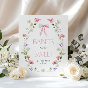 Poster Bebês são doces Flor Silvestre Rosa Arco de bebê
