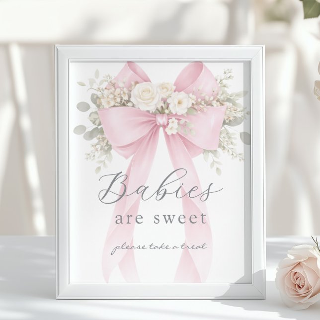Poster Bebês são doces Laço Coquete Rosa (Criador carregado)
