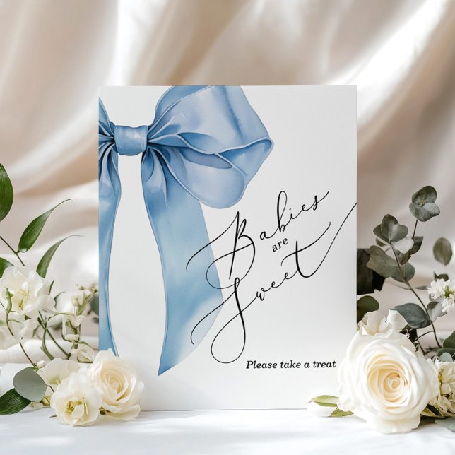 Poster Bebês são doces pegue um doce chá de fraldas azul (Criador carregado)