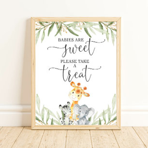 Poster Bebês são doces, por favor, pegue um animal de s