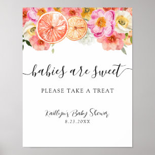 Poster Bebês são doces, por favor, pegue um sinal de trat