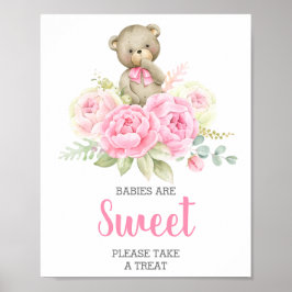 Poster Bebês são sinais de Urso Rosa Doce