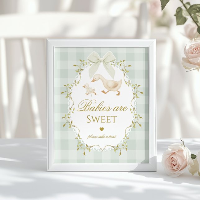 Poster Bebês Silly Goose são doces Ginga Verde Salvia (Criador carregado)