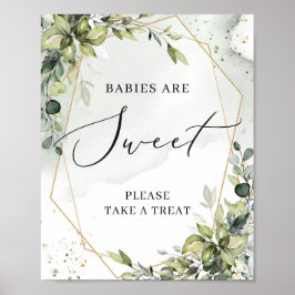 Poster Bebês verdes são doces sinais de ouro, boho geomét