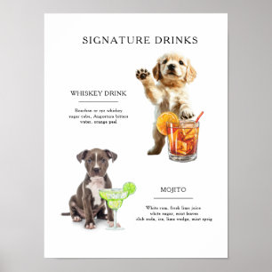 Poster Bebida com a Pegada do Cachorro Cardápio de Bebida