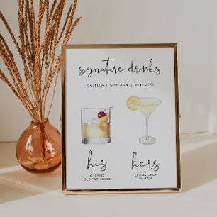 Poster Bebida com Assinatura ADELLA Minimal Watercolor Co