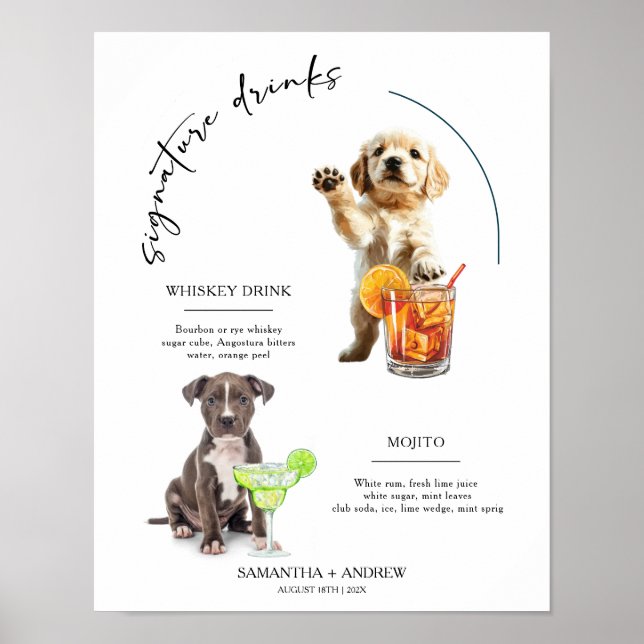 Poster Bebida de Assinatura de Cachorro Cardápio de Bebid (Frente)