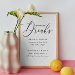 Poster Bebida de Assinatura | Sinal de Cocktails de Casam<br><div class="desc">Elevem seu decor de recepção com esta poster de assinatura, apresentando um roteiro preto elegante em um fundo branco. Este design chic mostra suas escolhas de bebidas personalizadas com estilo refinado. Perfeito para horas de coquetel, bares ou áreas de salão. A paleta monocromática do eterno e a escrita graciosa fazem...</div>