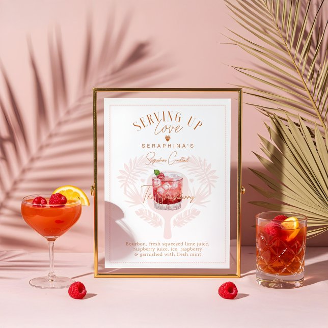 Poster Bebida de coquetel com Chá de panela de seleção (Pickleball Bridal Shower Watercolor Cocktail Drink Poster)