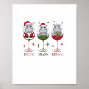 Poster Bebida Moo Bebida Bebado Óculos de Natal Bebê