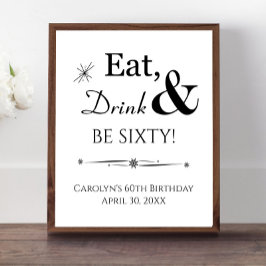 Poster Bebida Retro e Seja 60.º Aniversário