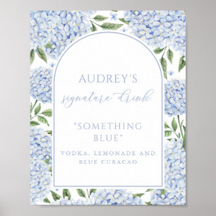 Poster Bebida Signature Blue Hydrangea Sinal de Barra de