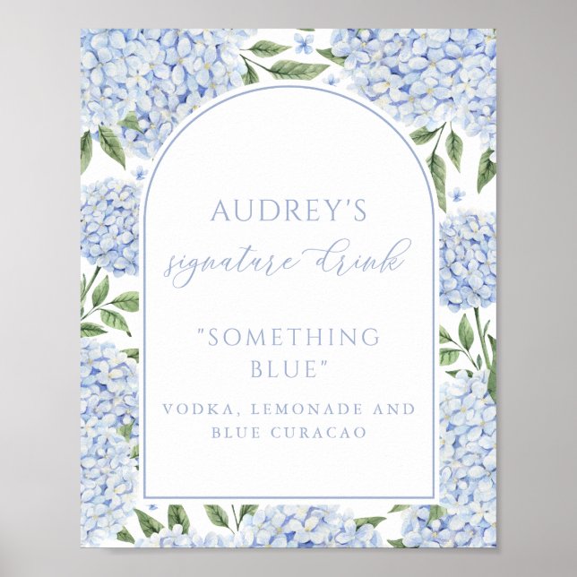 Poster Bebida Signature Blue Hydrangea Sinal de Barra de  (Frente)