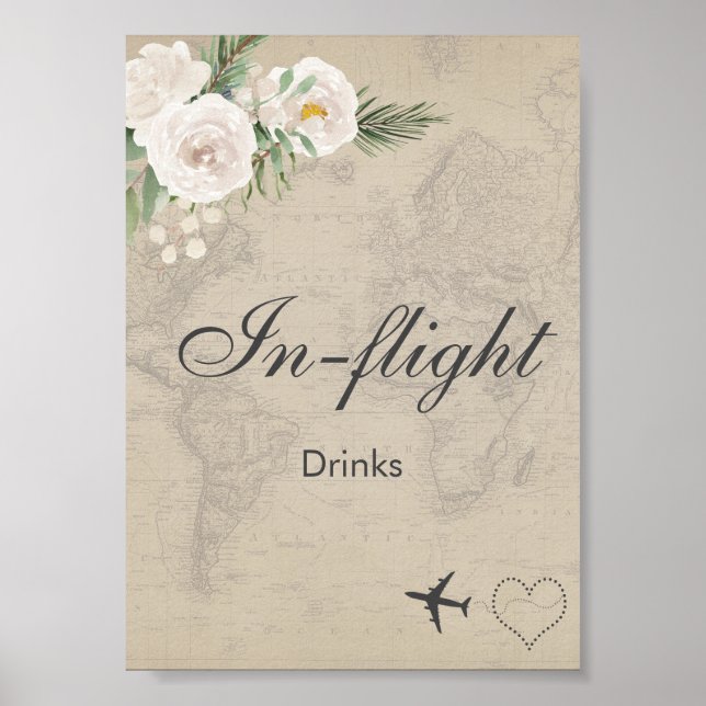 Poster Bebidas a Bordo Tema Viagens Festa de Noivado  (Frente)