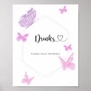 Poster Bebidas borboletas ajudam-se a si próprio