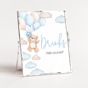 Poster Bebidas Chás de fraldas Balões de Urso Azul