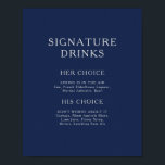 Poster Bebidas Clássicas com Assinatura Azul Naval Prata<br><div class="desc">Este pôster de bebidas com assinatura azul naval prata minimalista clássico é ótimo para um casamento romântico e elegante moderno e simples. A paleta de cores azul naval escuro e a tipografia minimalista vintage dão um toque formal chique e sofisticado. O design é flexível, perfeito para uma noite contemporânea básica,...</div>