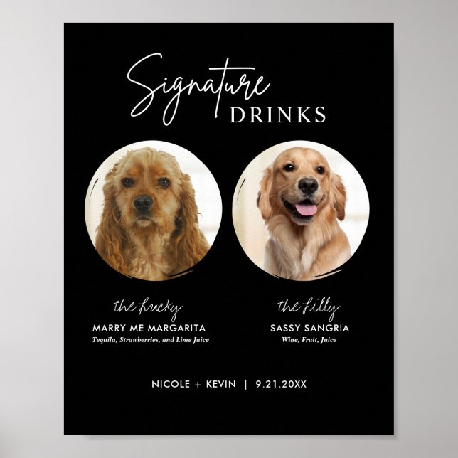 Poster Bebidas com Assinatura de Cachorro Imprimíveis Sin (Frente)