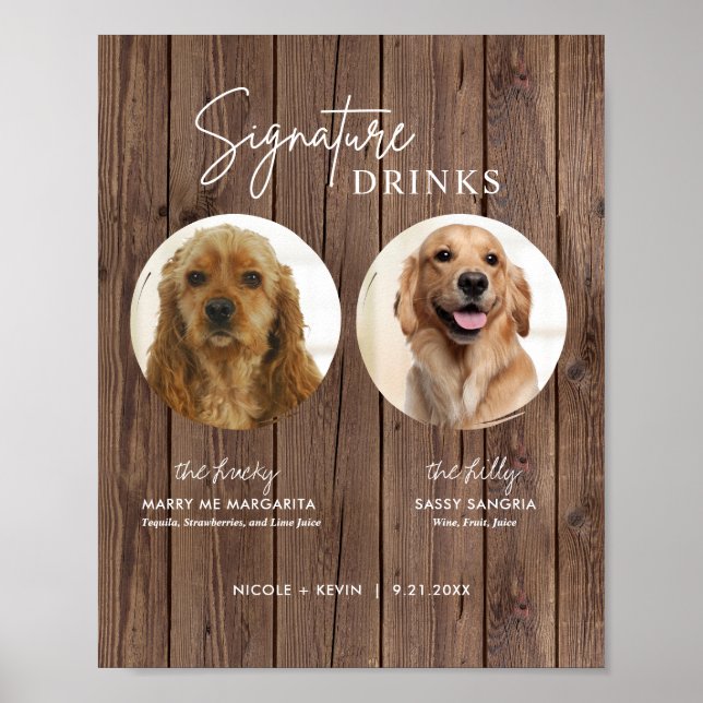 Poster Bebidas com Assinatura de Cachorro Imprimíveis Sin (Frente)