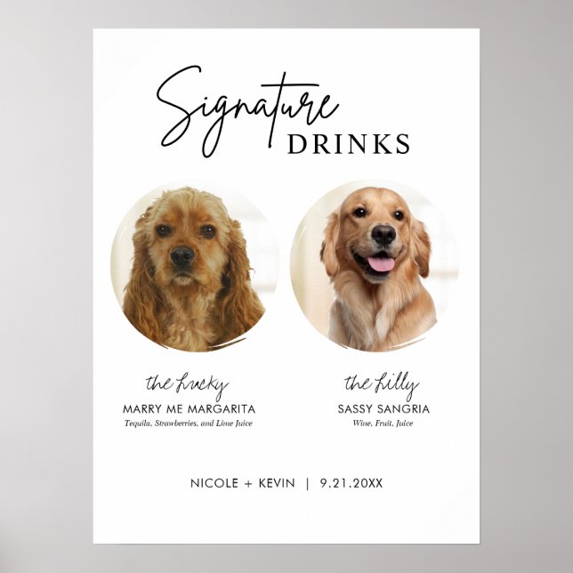 Poster Bebidas com Assinatura de Cachorro Imprimíveis Sin (Frente)