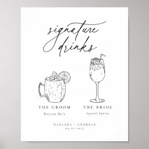 Poster Bebidas com Assinatura Minimalista Chic Contemporâ