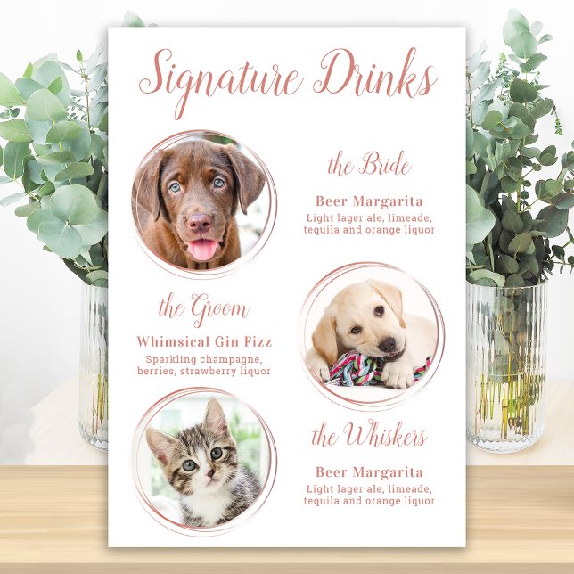 Poster Bebidas com Estilo Casamento de Pet em Rose Gold 3 (Criador carregado)