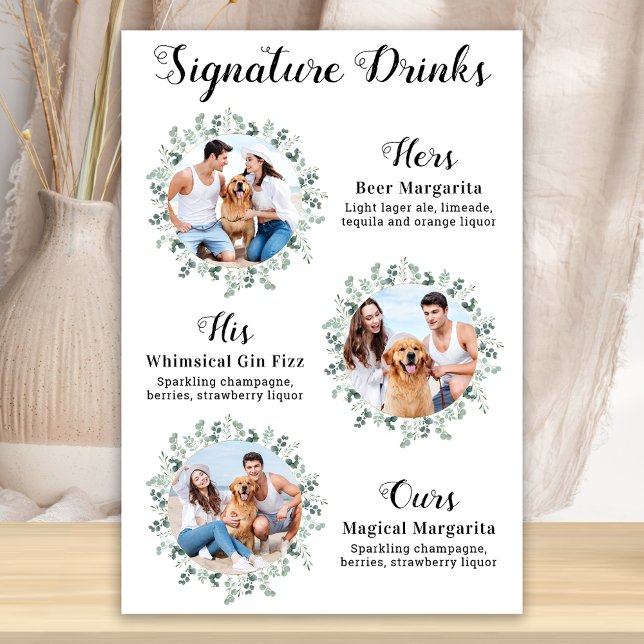 Poster Bebidas com Estilo Pet de Casamento Elegante 3 Fot (Criador carregado)