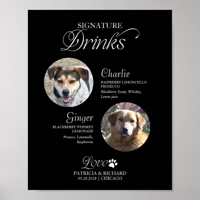 Poster Bebidas com Foto de Animais de Estimação Sinal de  (Frente)