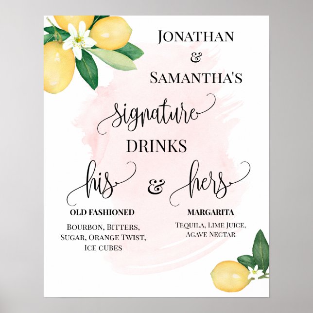 Poster Bebidas com Sabor de Assinatura Recepção de Casame (Frente)