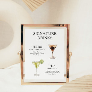 Poster Bebidas com Sabor de Noiva Cardápio de Coquetel de