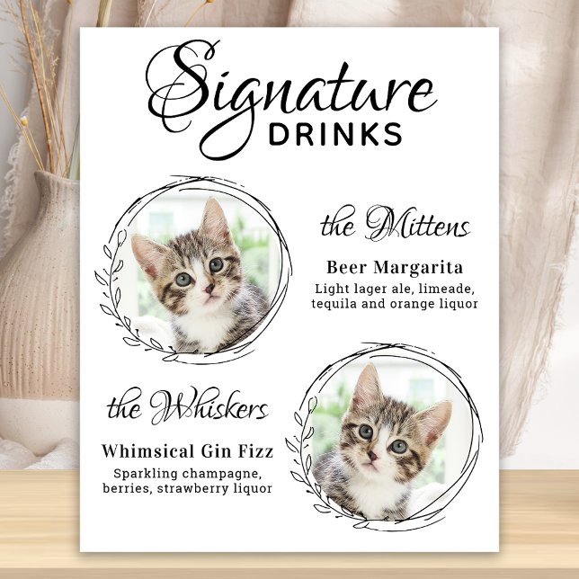 Poster Bebidas com Selo de Casamento de Gato Bar de Fotos (Criador carregado)
