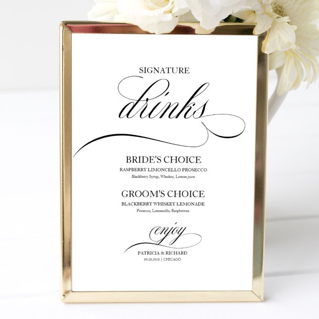 Poster Bebidas com Selo Elegante Escrito Preto (Criador carregado)
